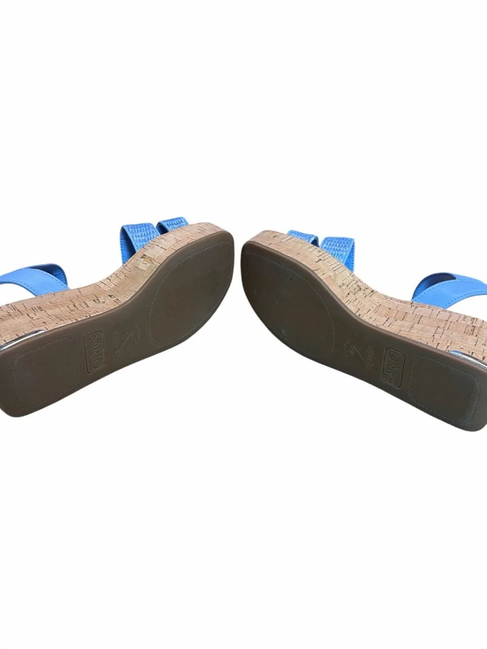 Franco Sarto Blue Cork Platform Wedge Sandals Womens Size 8 NWOB